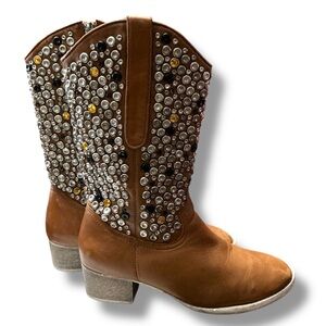 Modern Vice Brown Studded Heeled Boots